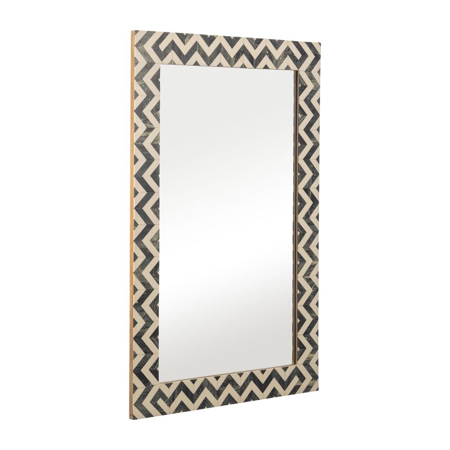 Sagebrook - Resin Chevron Rect Mirror in Gray/White
