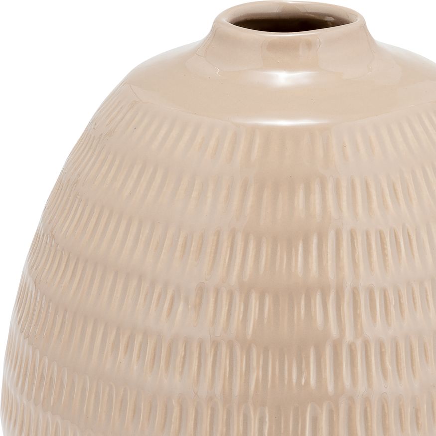 Sagebrook 7" Ceramic Stripe Oval Vase - Irish Cream