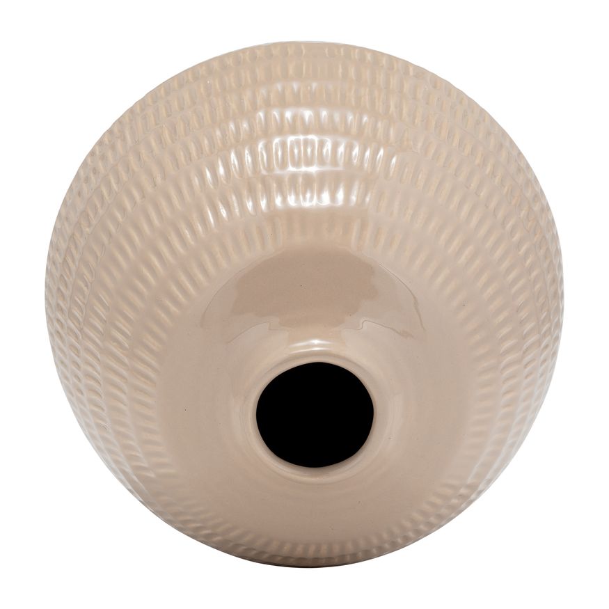 Sagebrook 7" Ceramic Stripe Oval Vase - Irish Cream