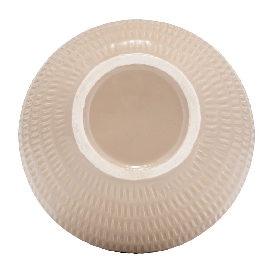 Sagebrook 7" Ceramic Stripe Oval Vase - Irish Cream