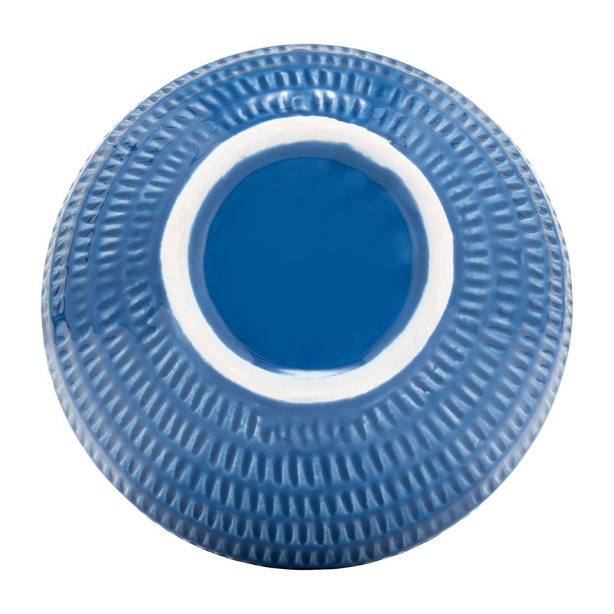 Sagebrook 7" Ceramic Stripe Oval Vase - Coastal Blue