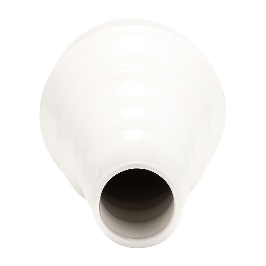 Sagebrook 11" Ceramic Ring Pattern Vase - White