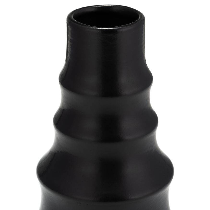 Sagebrook 11" Ceramic Ring Pattern Vase - Black