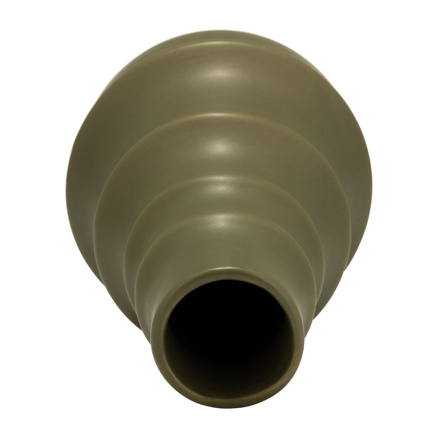 Sagebrook 11" Ceramic Ring Pattern Vase - Olive