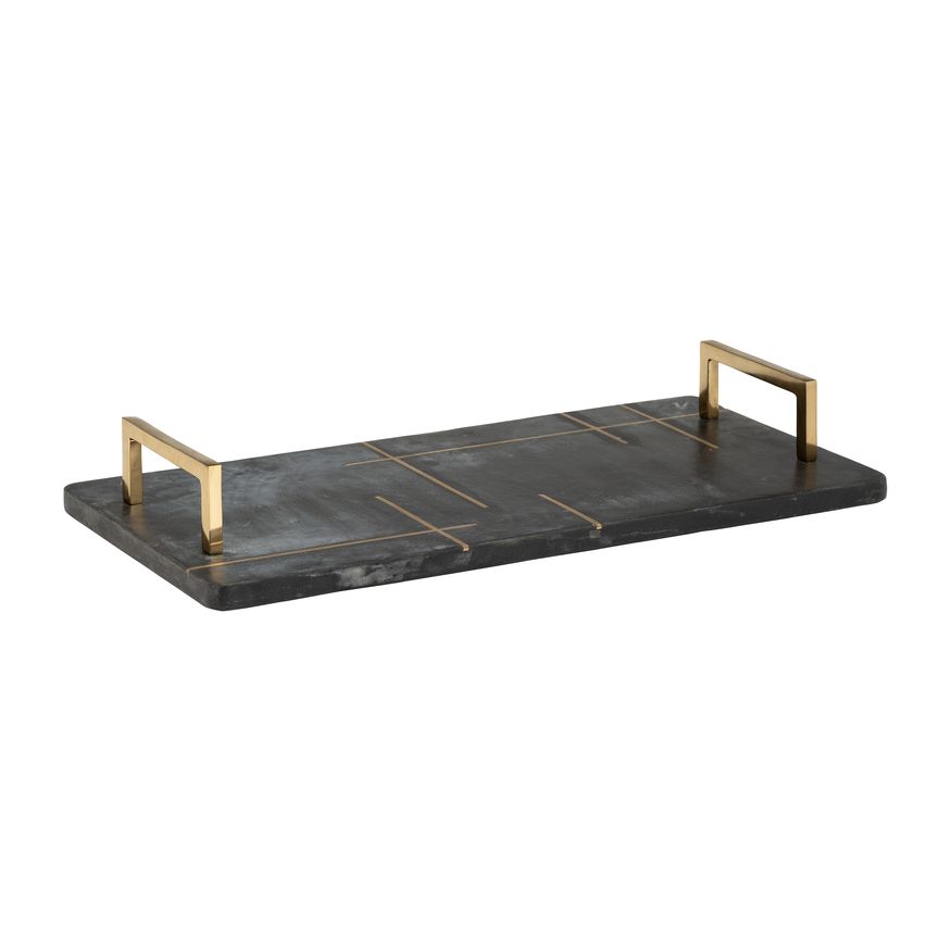 Sagebrook - 2" Marble Tray With Handles