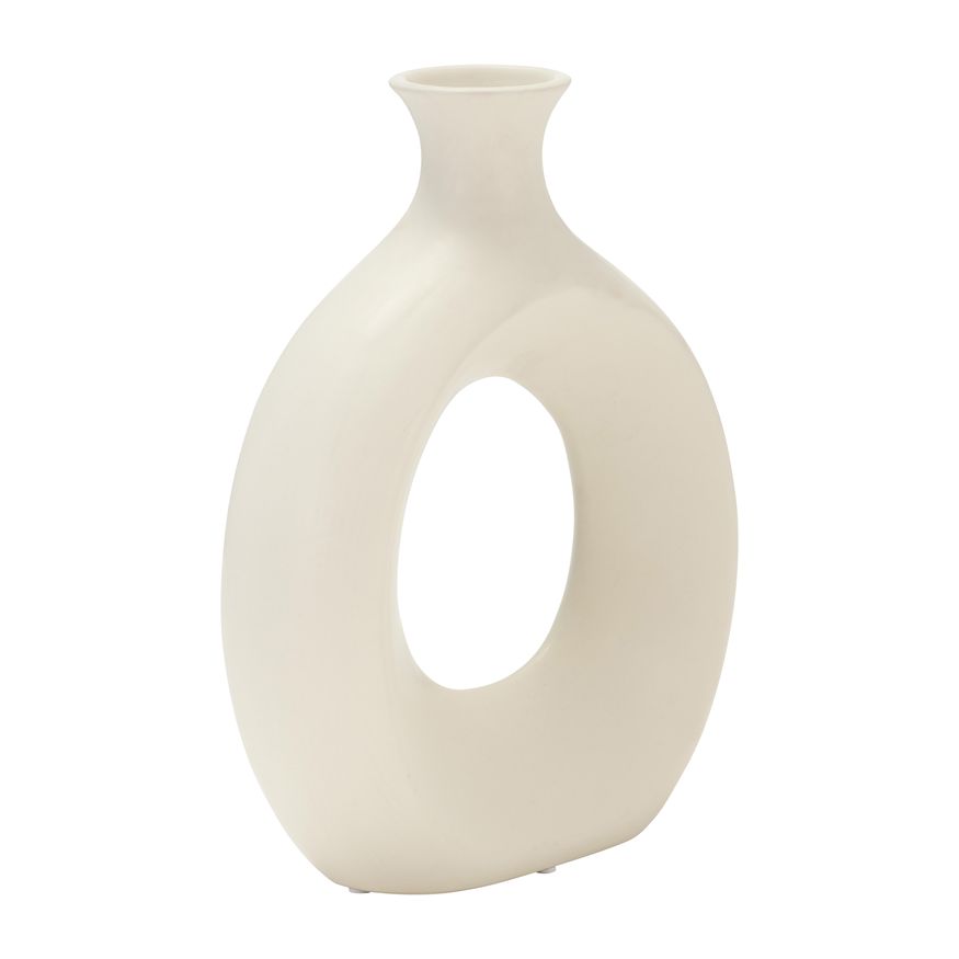 Sagebrook 10" Dolomite Open Cut Vase - Cotton