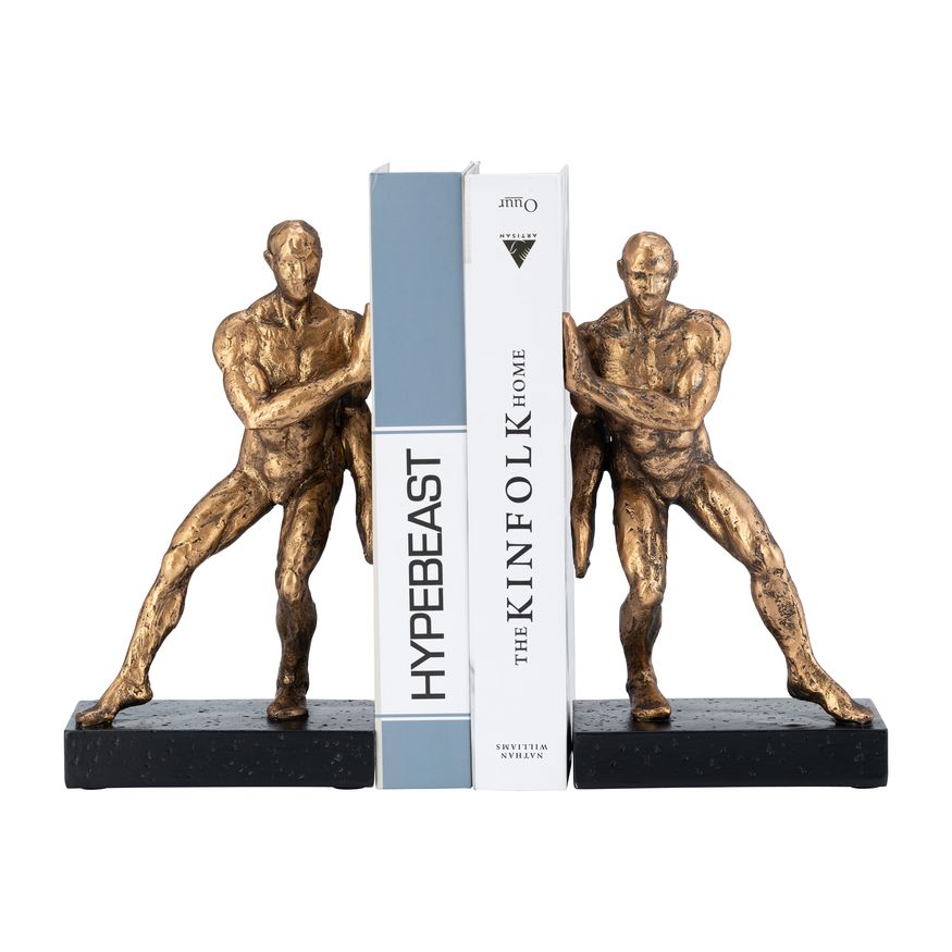 Sagebrook - 10" Resin Push Wall Bookends (Set Of 2) in Bronze