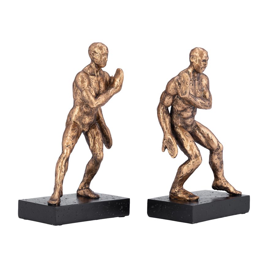 Sagebrook - 10" Resin Push Wall Bookends (Set Of 2) in Bronze