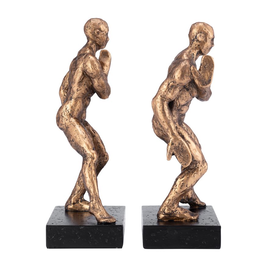 Sagebrook - 10" Resin Push Wall Bookends (Set Of 2) in Bronze