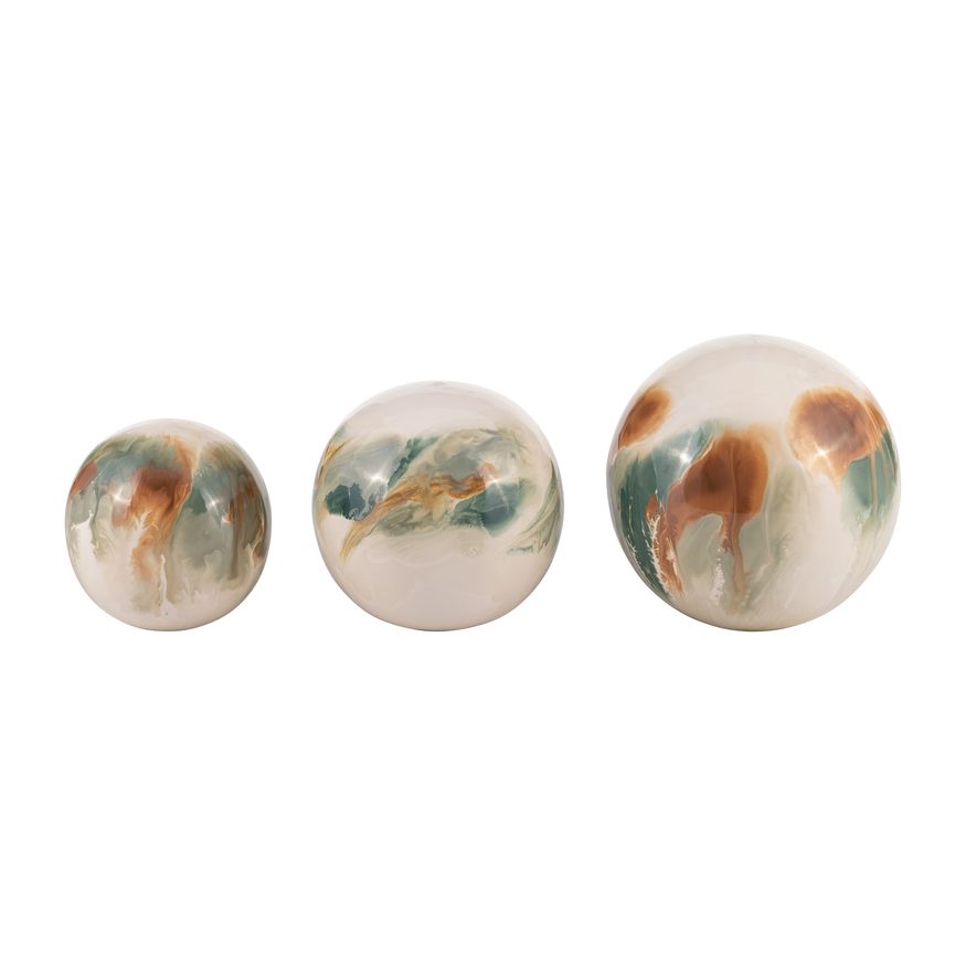 Sagebrook - 4"/5"/6" Iron Colored Stained Decor Balls (Set Of 3) in White