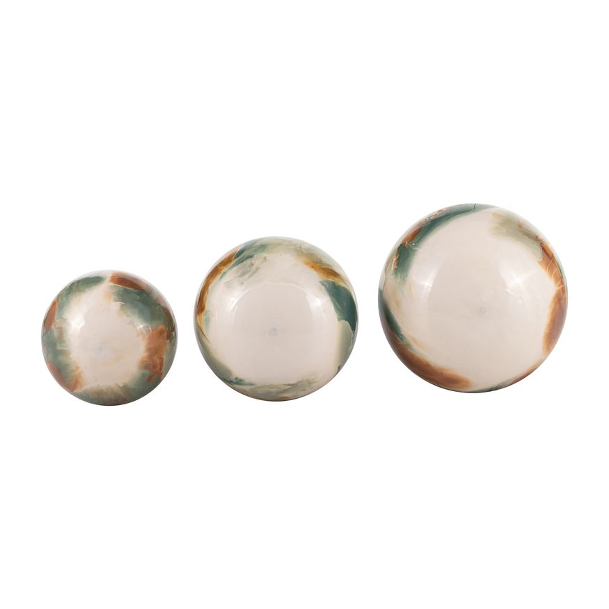Sagebrook - 4"/5"/6" Iron Colored Stained Decor Balls (Set Of 3) in White
