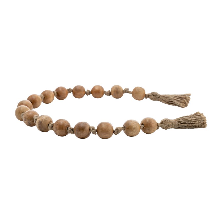 Sagebrook - 32" Wood Double Beaded Garland With Tassel