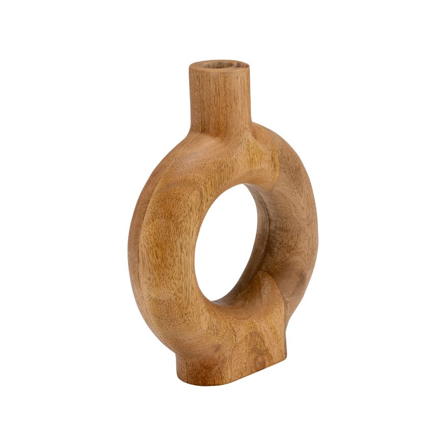 Sagebrook 10" Wood Donut Shaped Vase - Brown