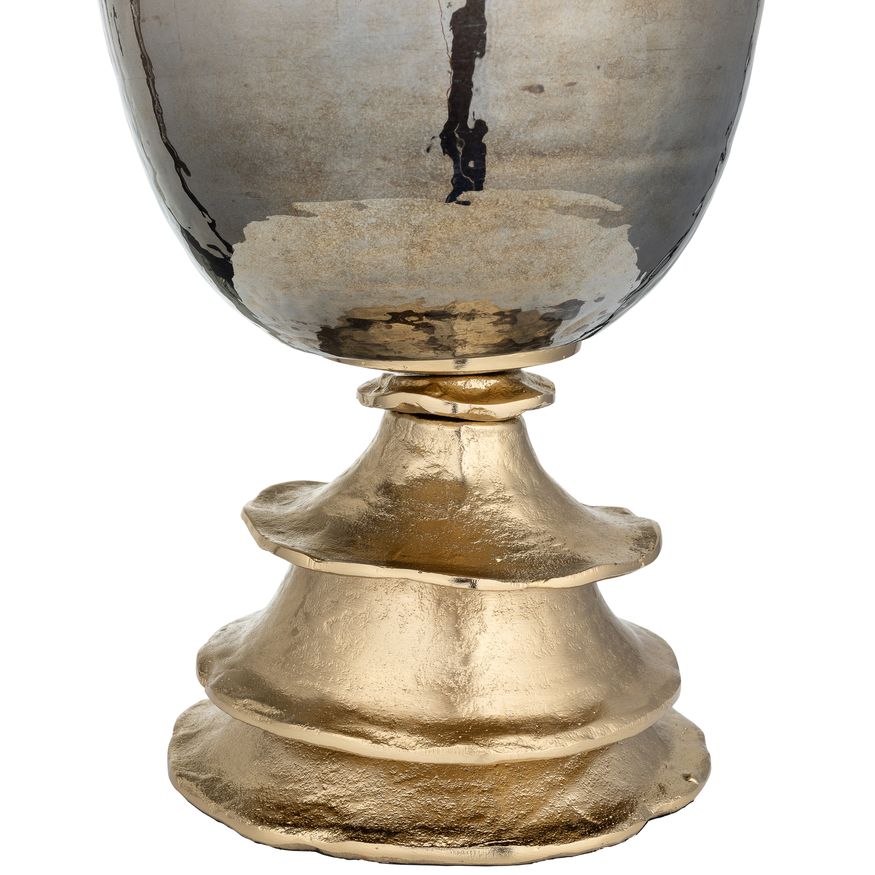 Sagebrook 18" Glass Hurricane Holder With Metal Stand - Champagne