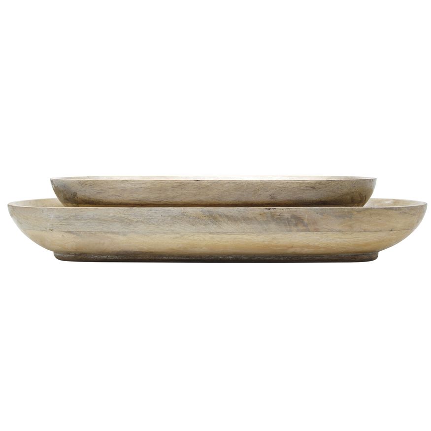 Sagebrook - 18"/23" Wood Oval Trays (Set Of 2)