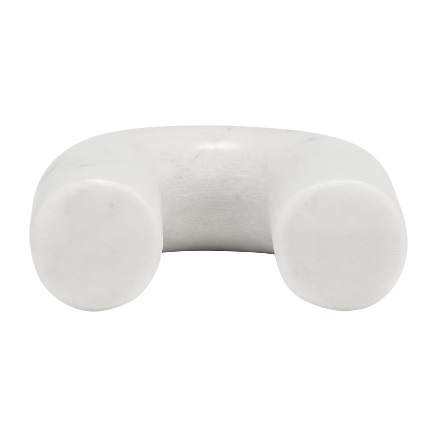 Sagebrook 6" Marble Rounded Horseshoe Table Top Decor - White