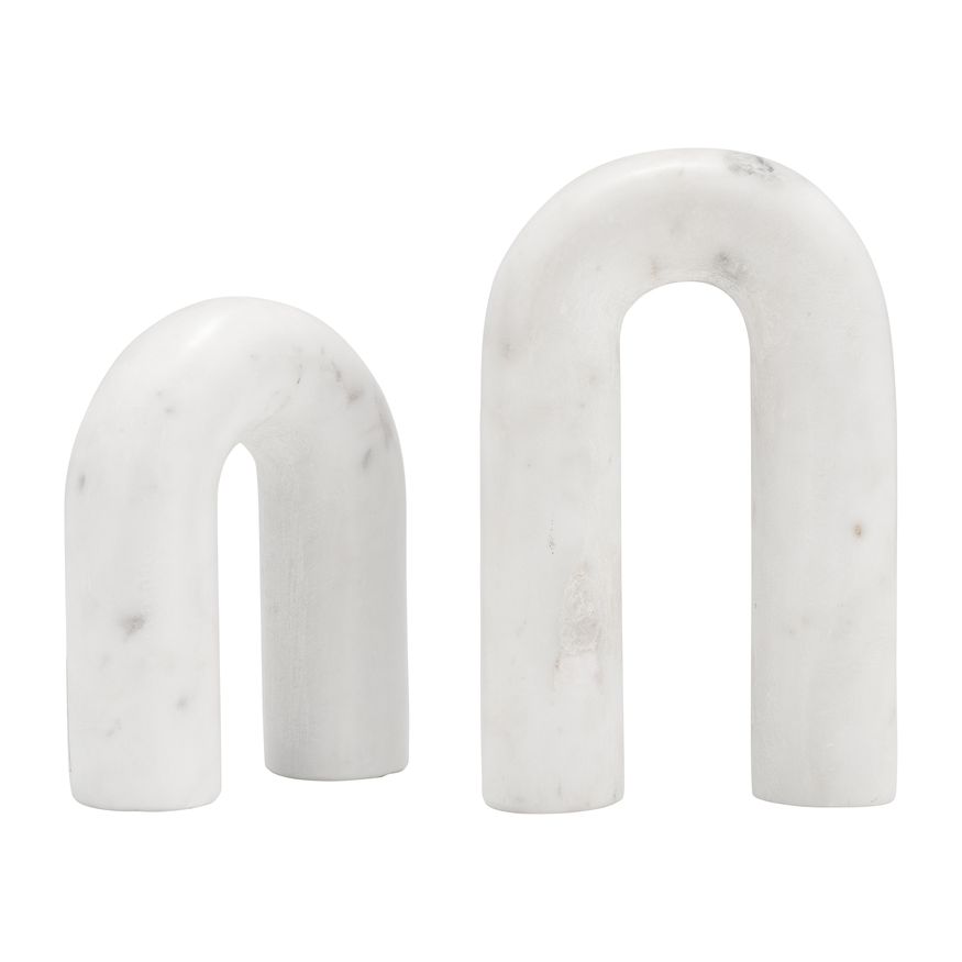 Sagebrook 6" Marble Rounded Horseshoe Table Top Decor - White