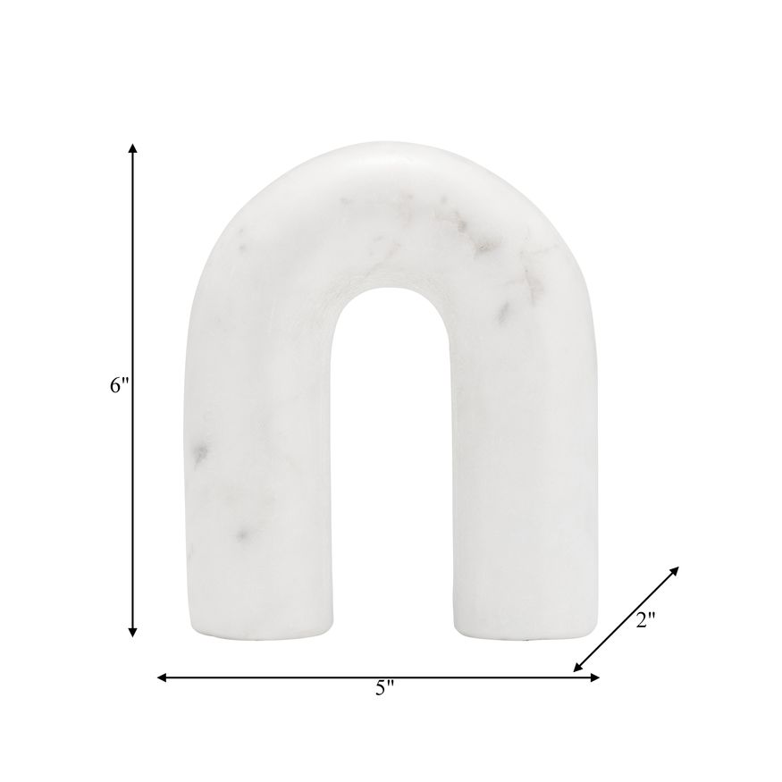 Sagebrook 6" Marble Rounded Horseshoe Table Top Decor - White