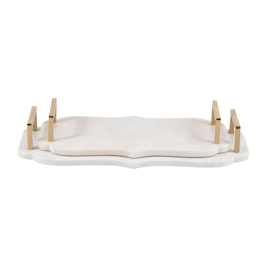 Sagebrook - 15"/18" Marble Accent Trays (Set Of 2) in White