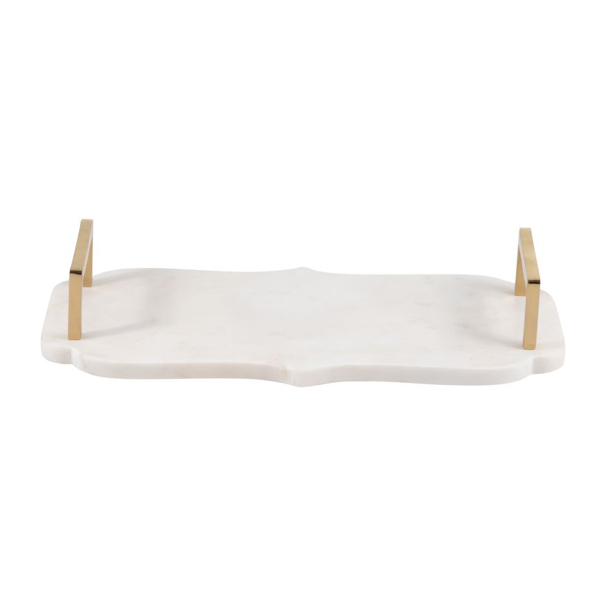 Sagebrook - 15"/18" Marble Accent Trays (Set Of 2) in White