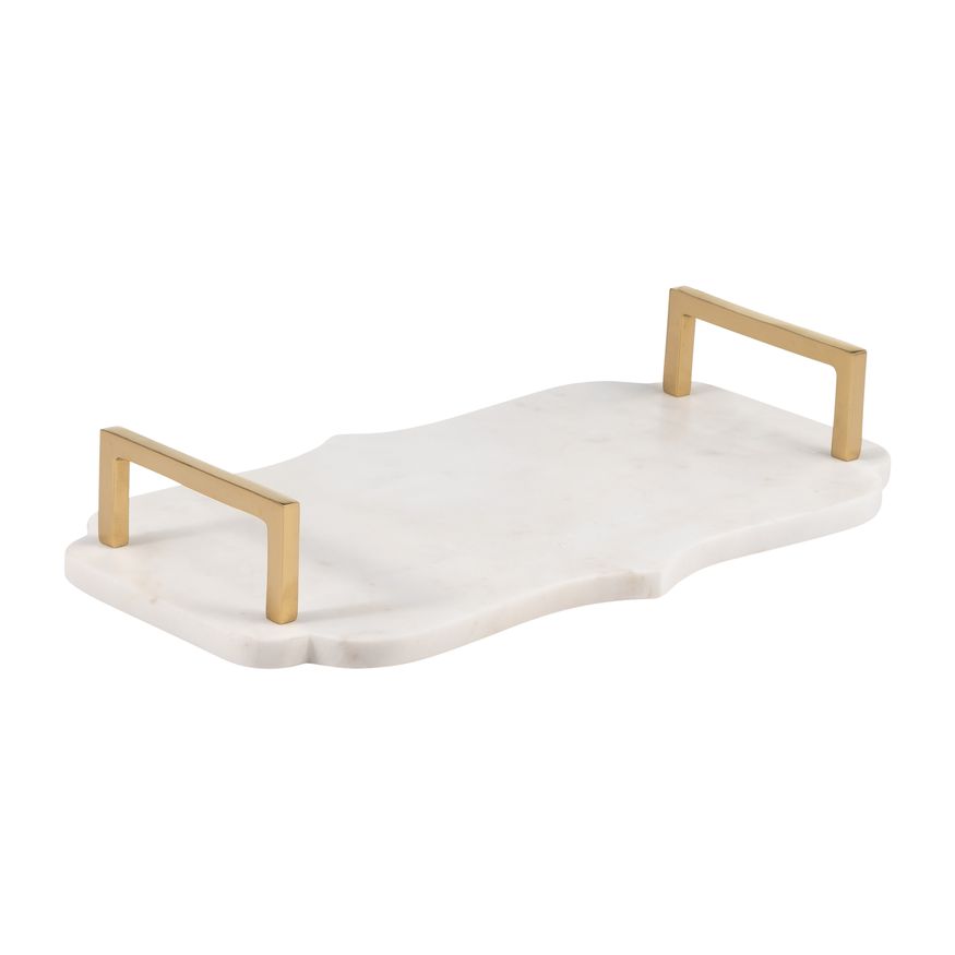 Sagebrook - 15"/18" Marble Accent Trays (Set Of 2) in White