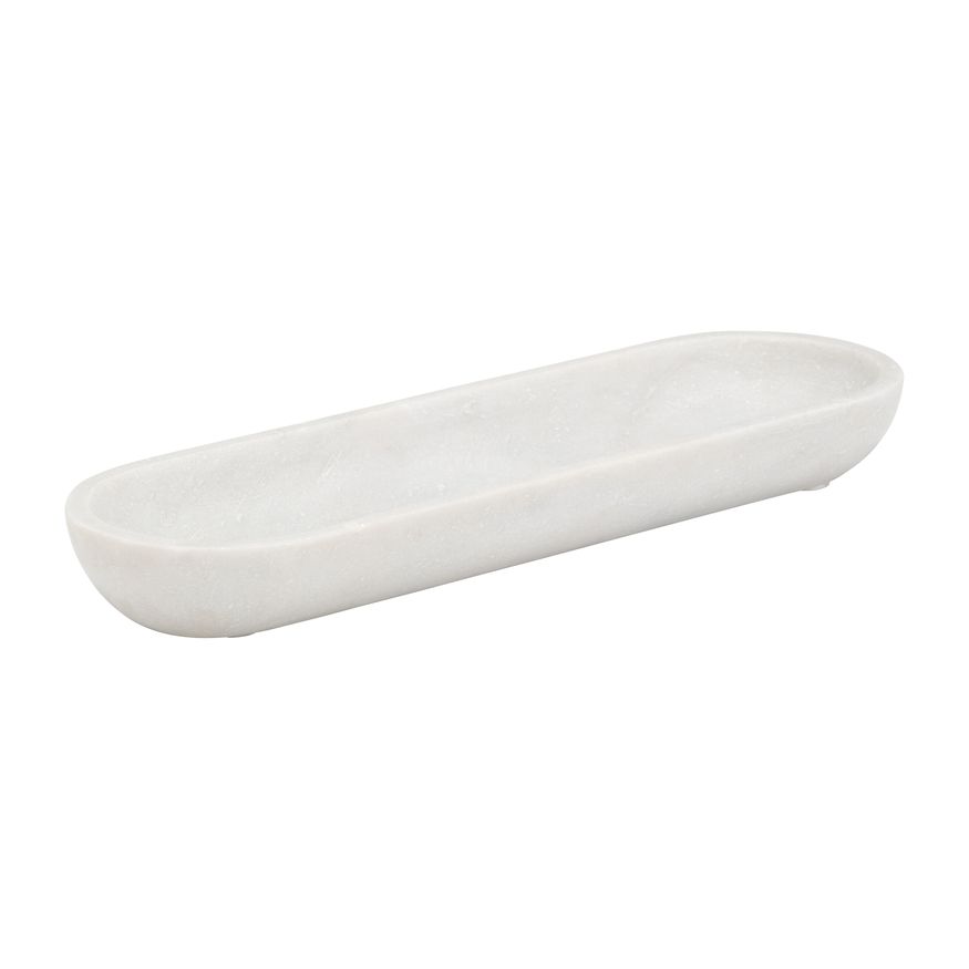 Sagebrook - 18" Marble Oval Tray in White