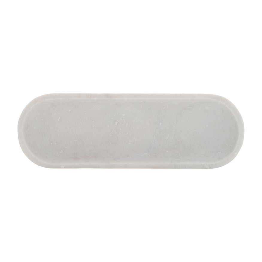 Sagebrook - 18" Marble Oval Tray in White