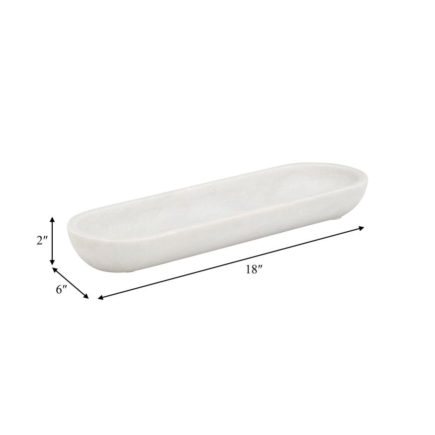 Sagebrook - 18" Marble Oval Tray in White