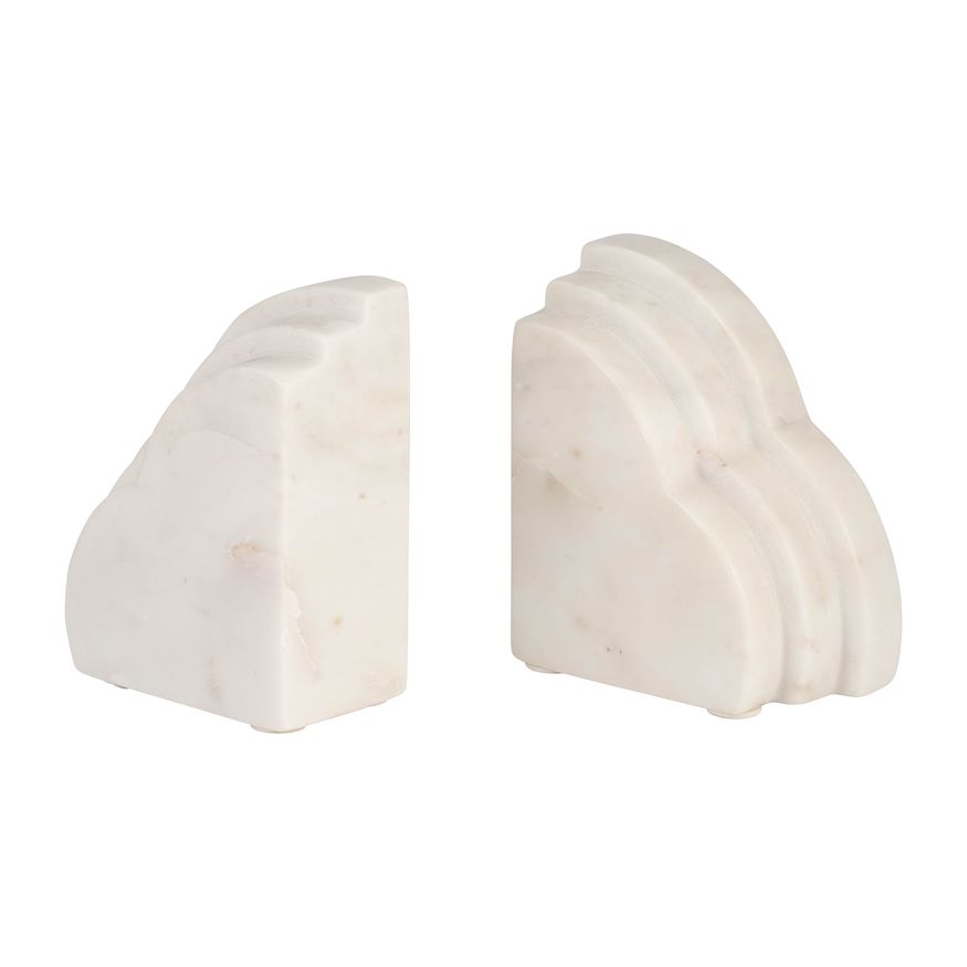 Sagebrook - 6" Marble Rainbow Bookends (Set Of 2) in White