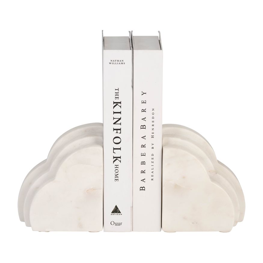 Sagebrook - 6" Marble Rainbow Bookends (Set Of 2) in White