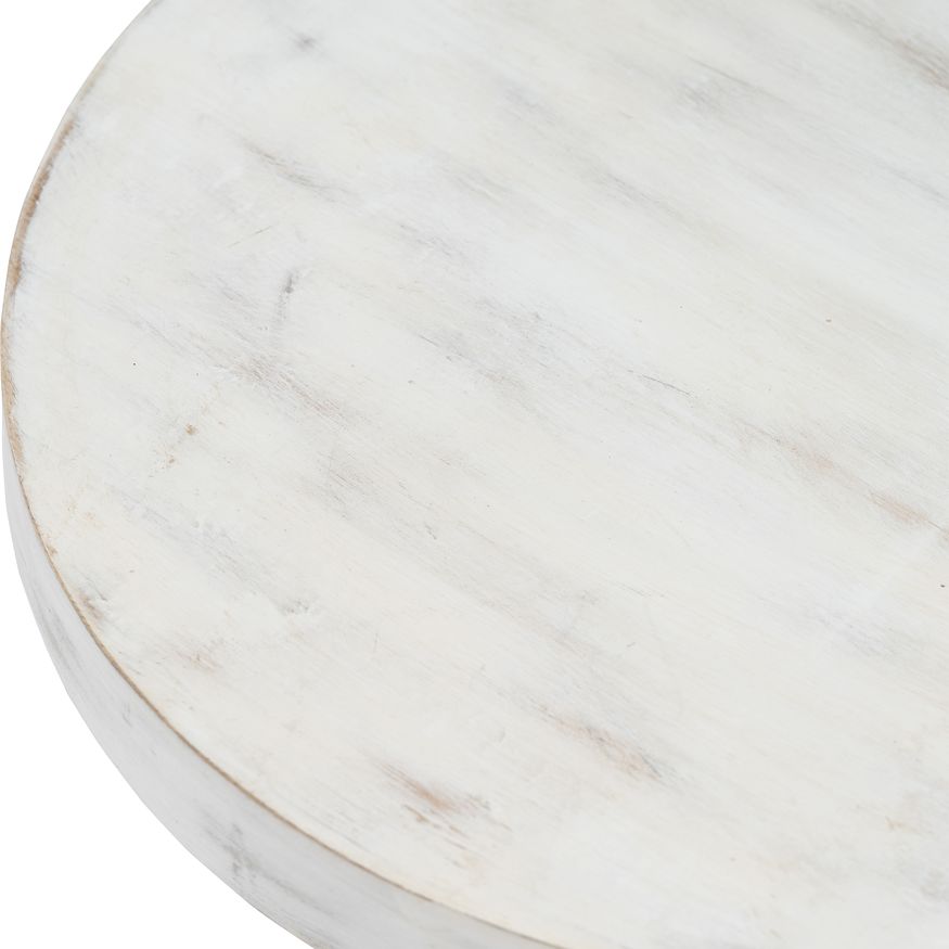 Sagebrook 8/10" Wood Round Risers (Set Of 2) - White Wash