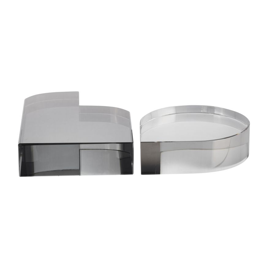 Sagebrook - 7" Glass Contemporary Bookends (Set Of 2) in Smoke