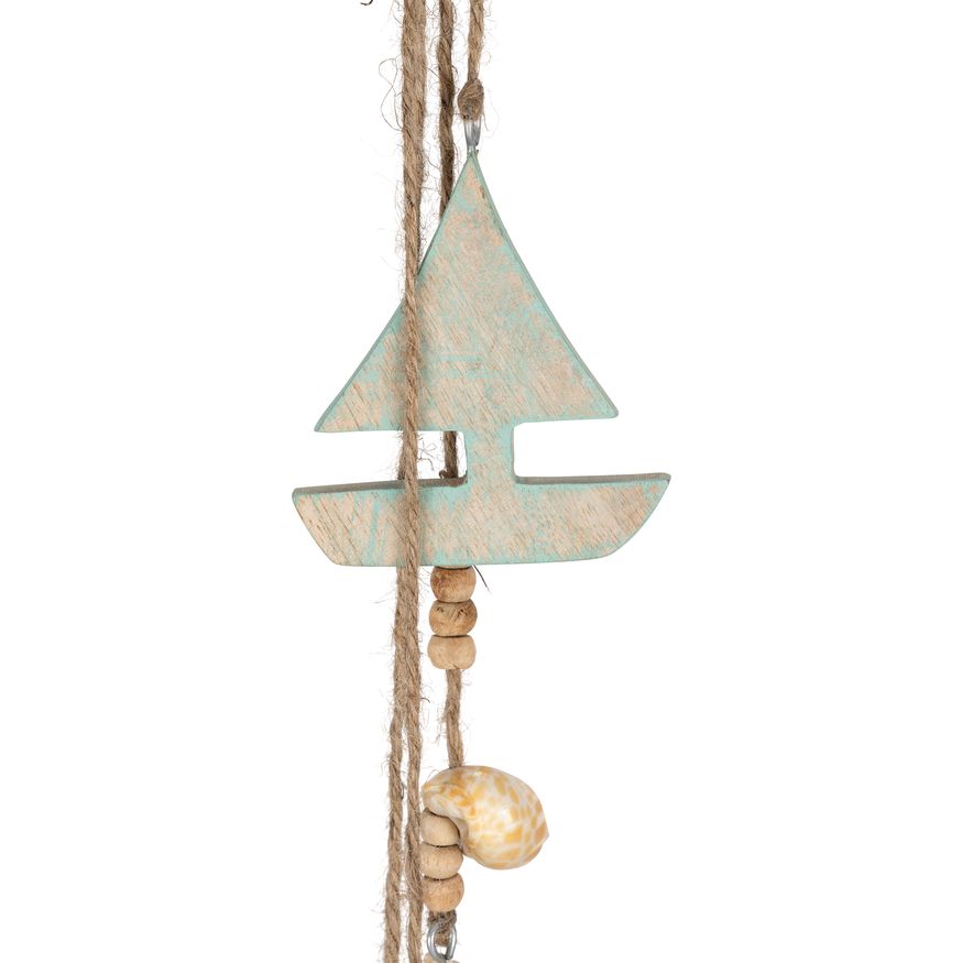 Sagebrook - 40" Wood Hanging Sailboat in Blue/White