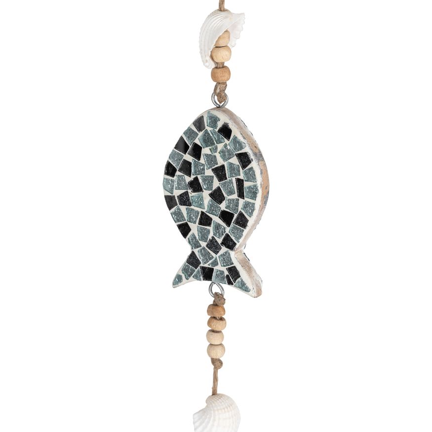 Sagebrook - 40" Glass Hanging Fish in Blue/White