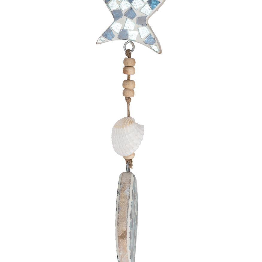Sagebrook - 40" Glass Hanging Fish in Blue/White