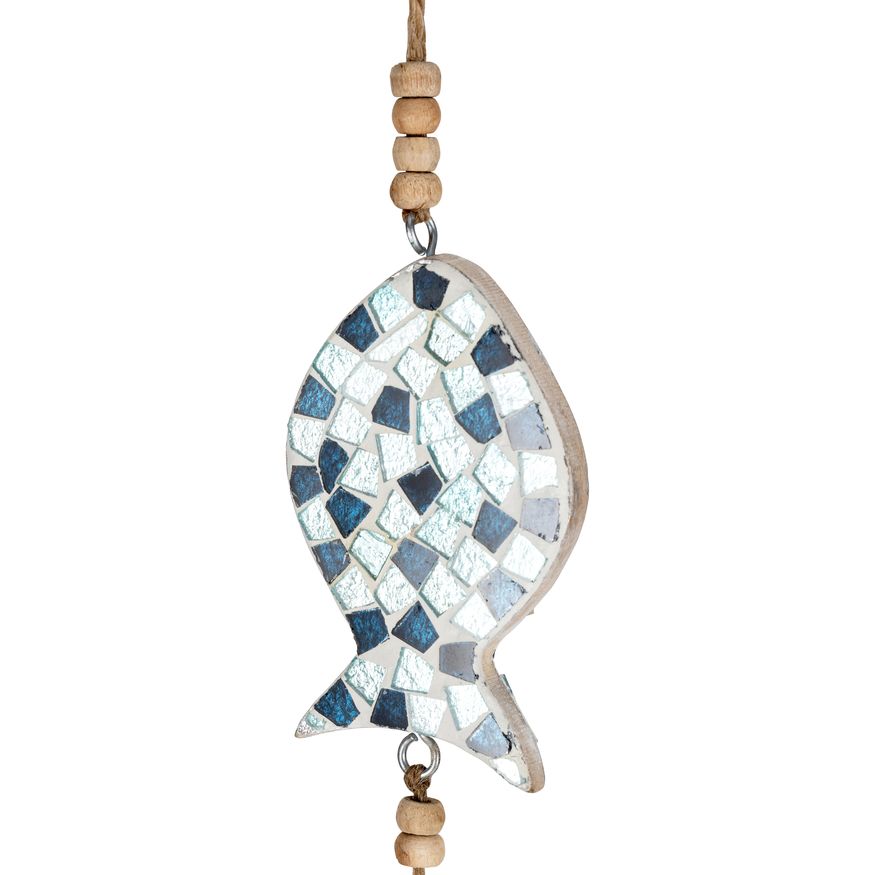 Sagebrook - 40" Glass Hanging Fish in Blue/White