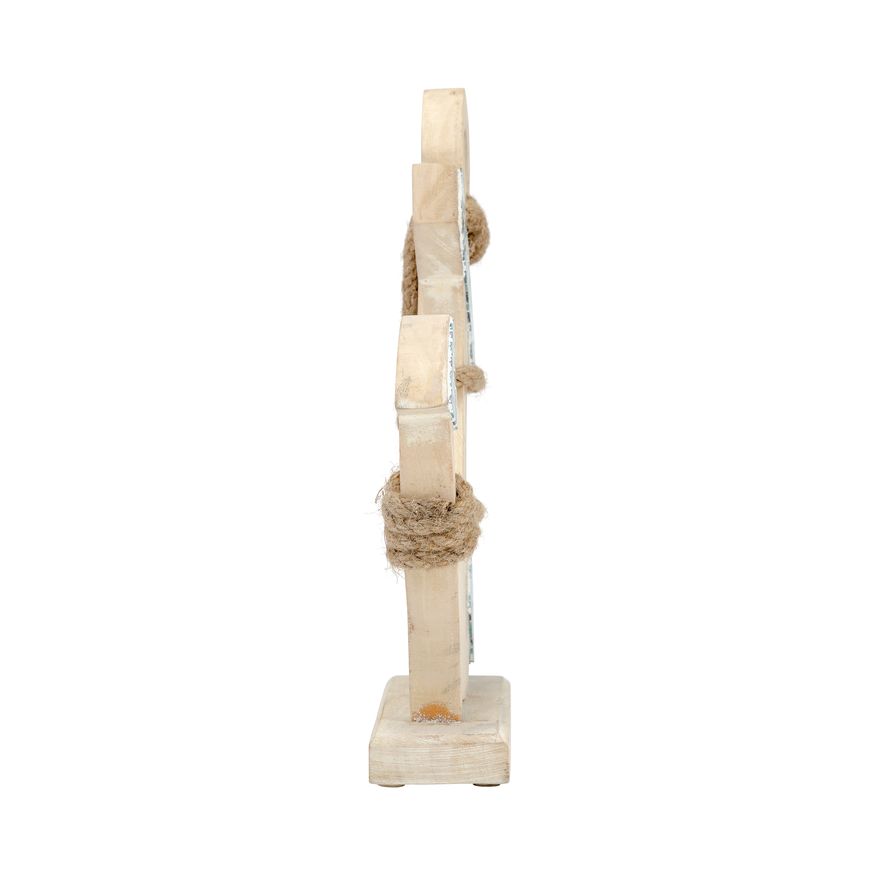 Sagebrook - 15" Wood Anchor With Mosaic in Blue/Brown