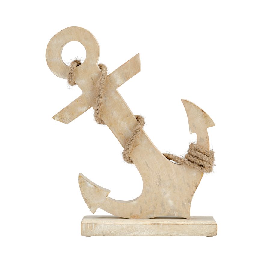 Sagebrook - 15" Wood Anchor With Mosaic in Blue/Brown