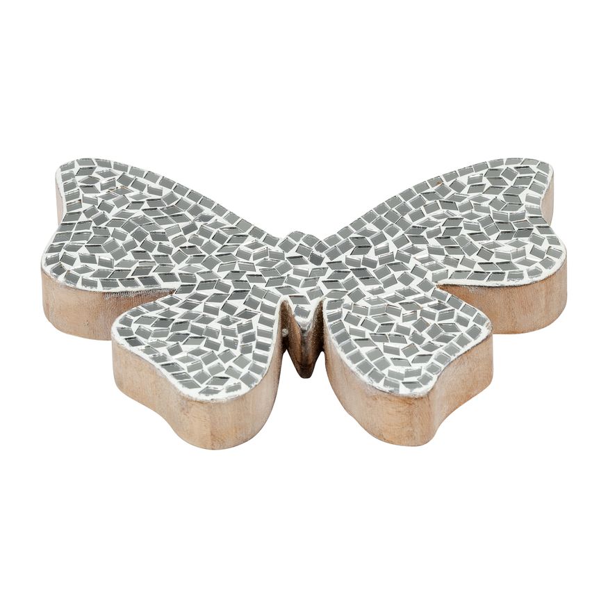 Sagebrook 8" Mosaic Butterfly - White