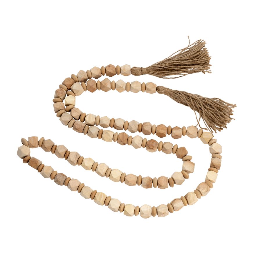 Sagebrook - 84" Wood Beaded Garland in Light Brown