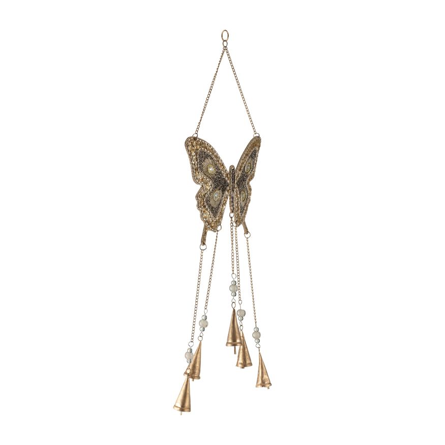 Sagebrook - 24" Metal Mosaic Butterfly Chime in Gold