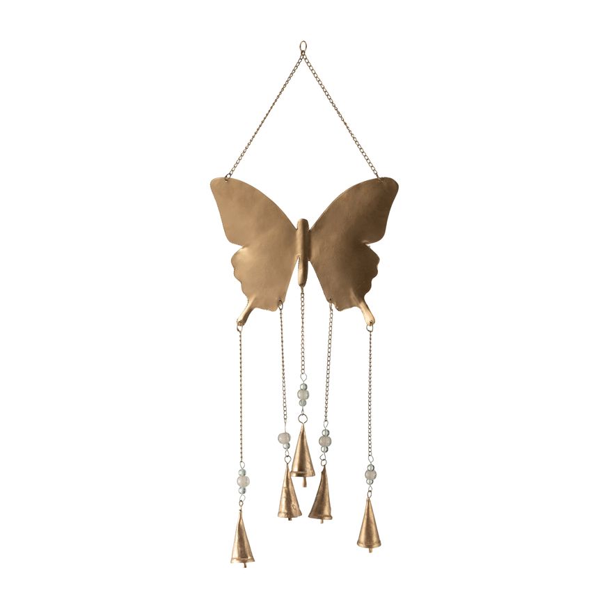 Sagebrook - 24" Metal Mosaic Butterfly Chime in Gold