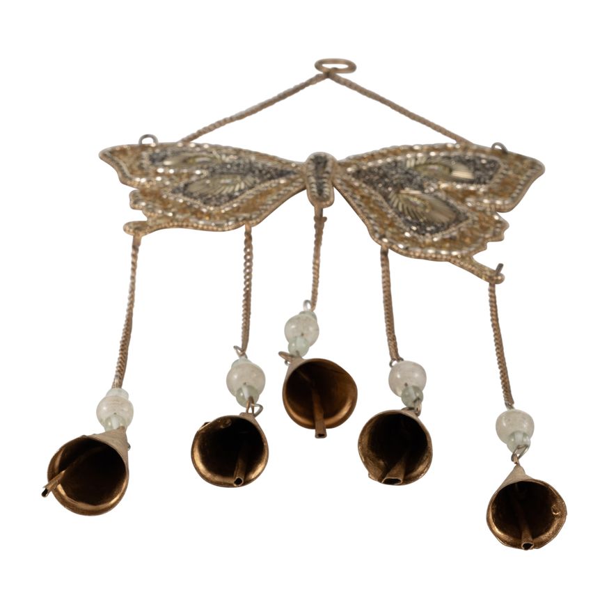 Sagebrook - 24" Metal Mosaic Butterfly Chime in Gold