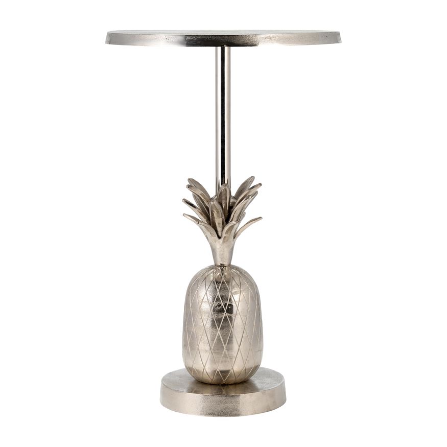 Sagebrook 15"/24" Metal Silver Pineapple Side Table - Silver