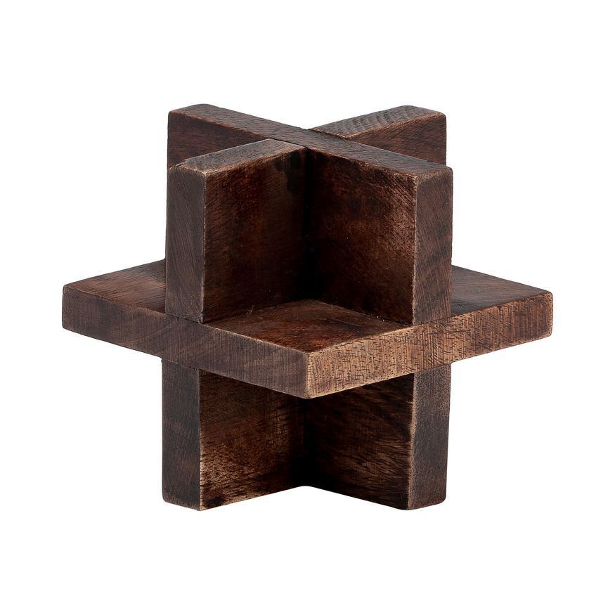 Sagebrook 4" Cross Wooden Orb - Brown