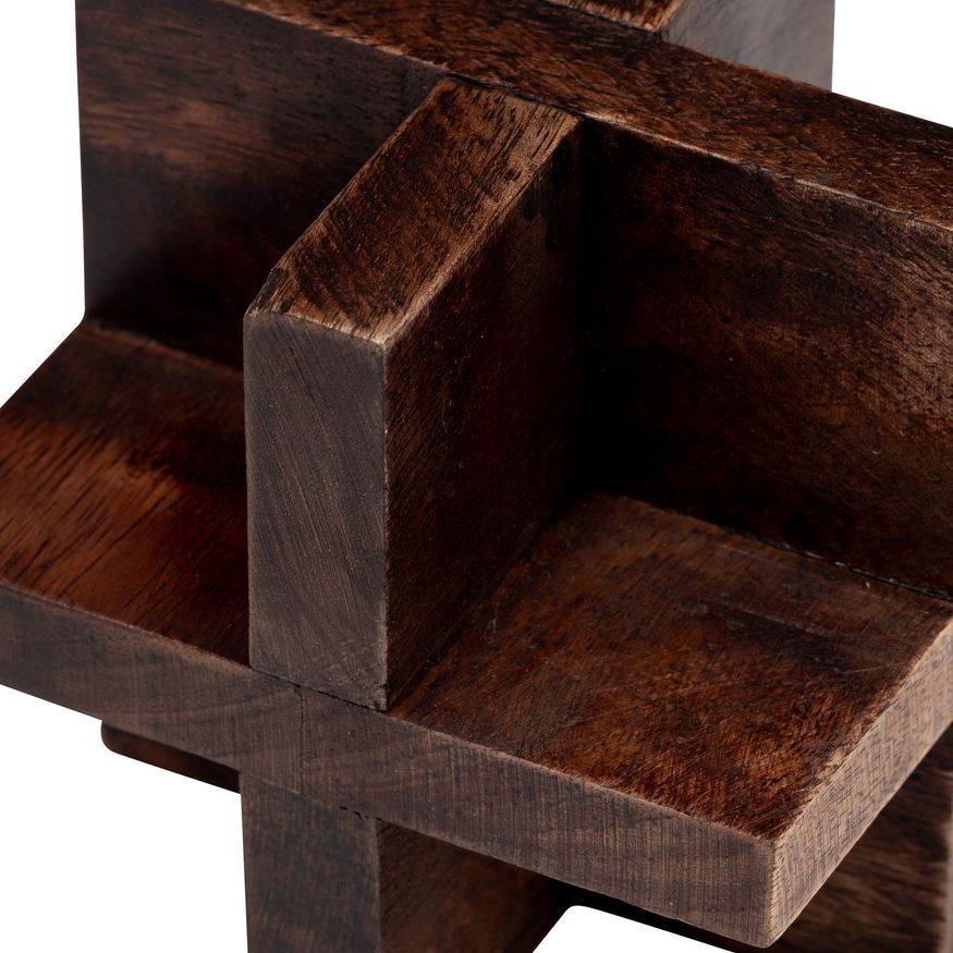 Sagebrook 4" Cross Wooden Orb - Brown