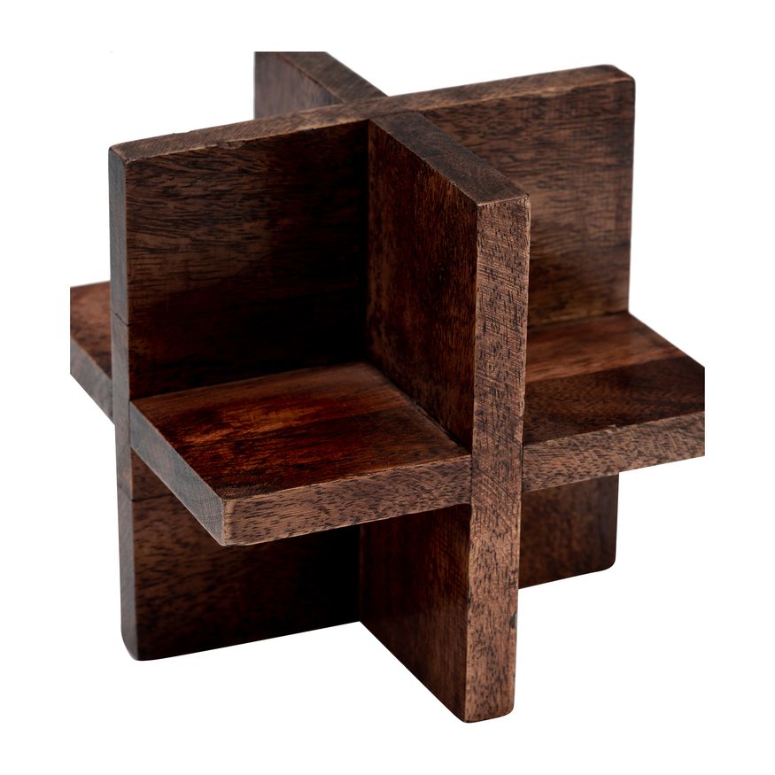 Sagebrook 6" Cross Wooden Orb - Brown