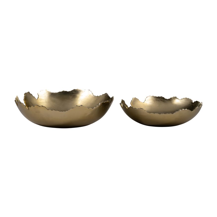 Sagebrook 16" Metal Live Edge Bowl (Set Of 2) - Gold