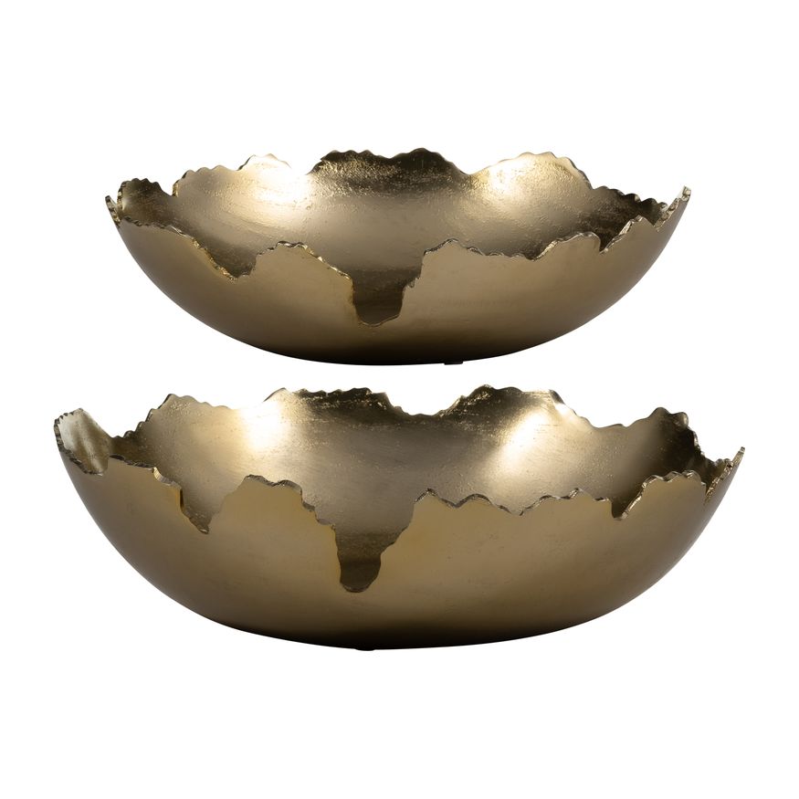 Sagebrook 16" Metal Live Edge Bowl (Set Of 2) - Gold