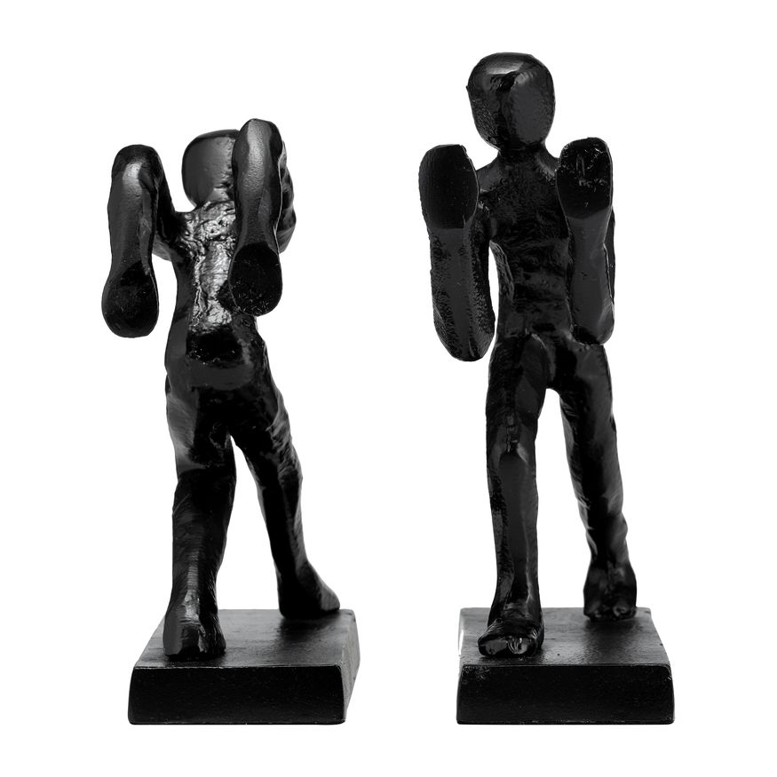 Sagebrook - 9" Metal Push Hold Figures Bookends (Set Of 2) in Black